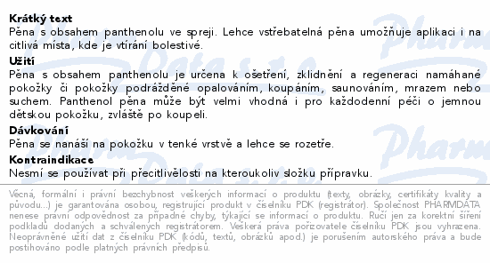 Panthenol pěna 150ml Generica
