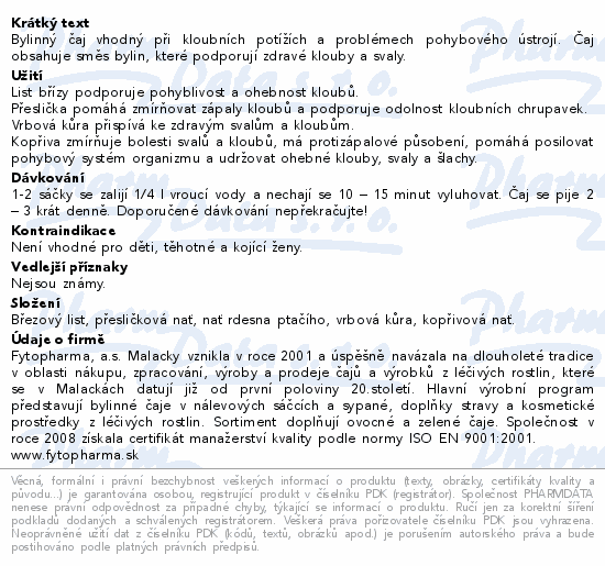 Bylinná směs na klouby a svaly 20x1.25g Fytopharma