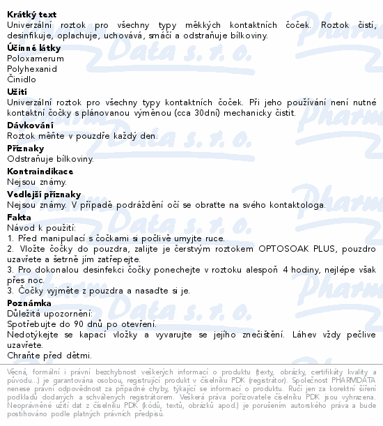 Optosoak Plus roztok na kontaktní čočky 250ml