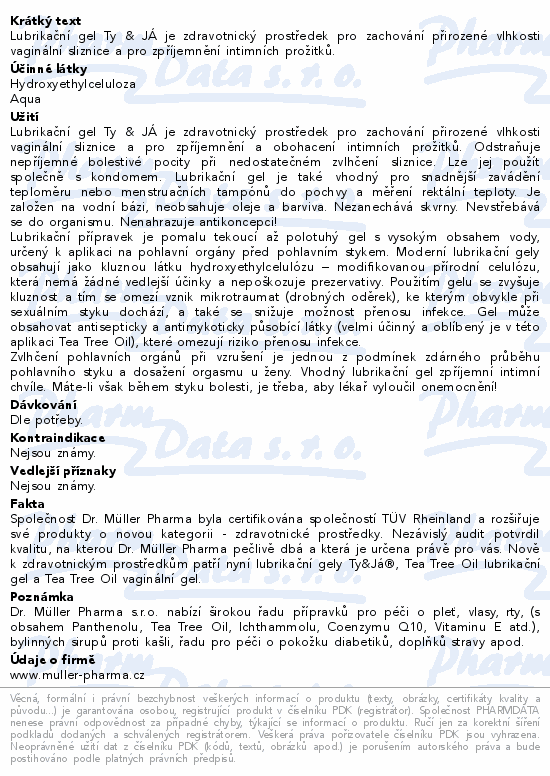 Lubrik.gel Ty&Já parf.vůní jahody 100ml Dr.Müller