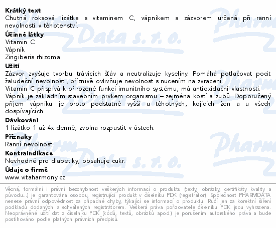 VitaHarmony GraviPop nevolnost v těhotenství 12ks