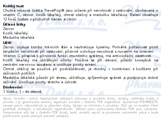 VitaHarmony TravelPop lízátková úleva 12ks