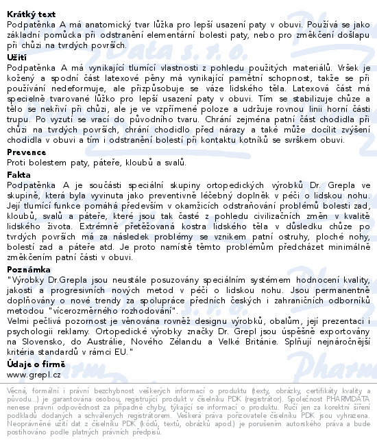 DR.GREPL Podpatěnka A anatomická vel.25-37