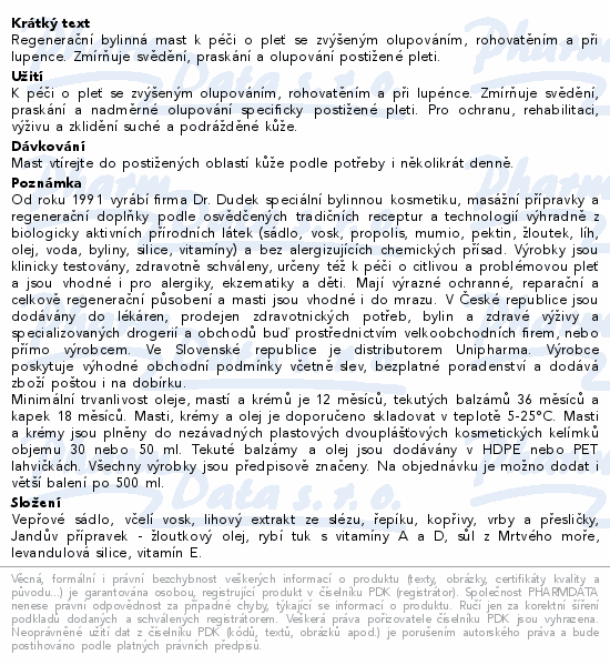DR.DUDEK Bylinná mast regenerační při lupénce 50ml