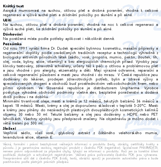 DR.DUDEK Mumiomast asijská při akné 30 ml