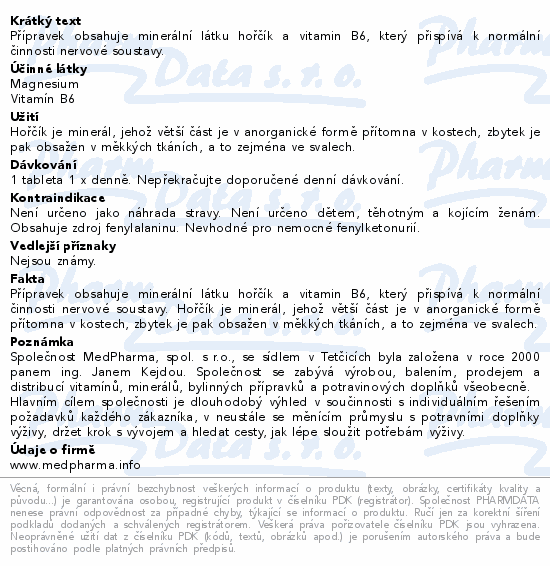 MedPharma Hořčík 150mg+vit.B6 tbl.eff.20