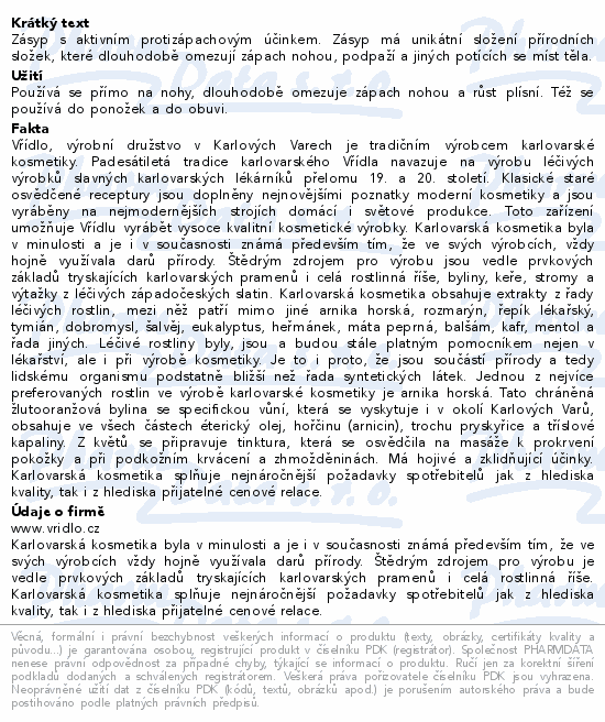 Zásyp s aktivním protizápachovým účinkem 120ml