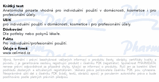 Pinzeta 19-0275 anatom.13cm rovná CELIMED