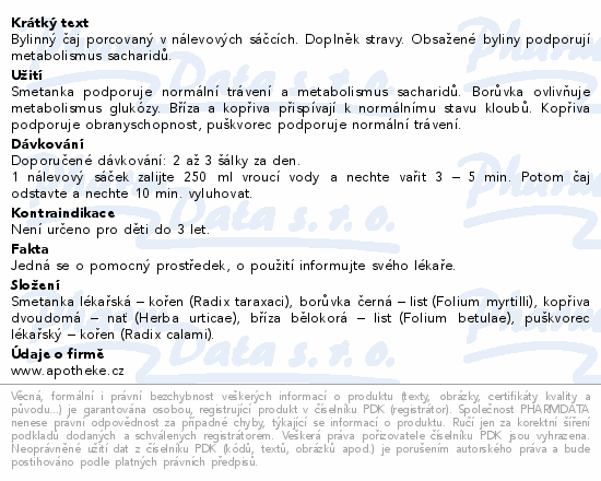Apotheke Na krevní cukr s borůvkou čaj 20x1.5g