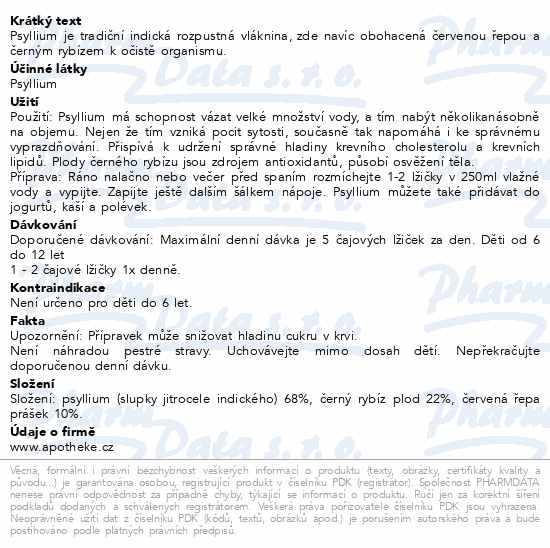 Apotheke Psyllium čisticí s červenou řepou 100g
