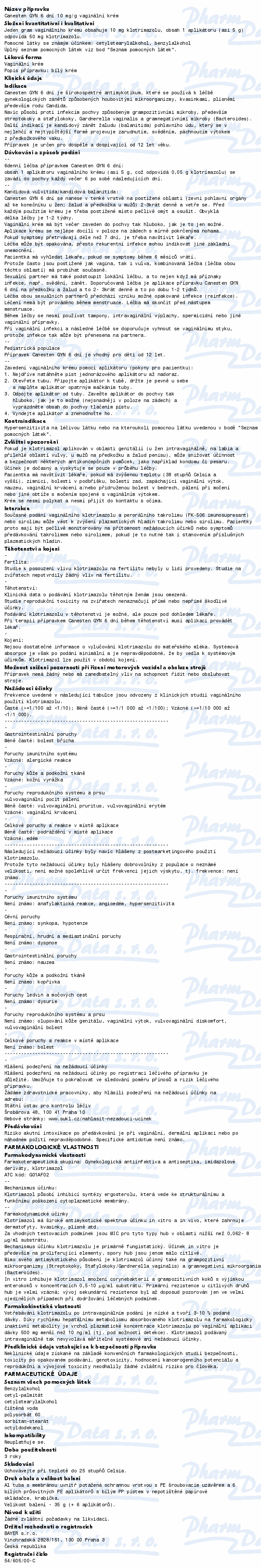 Canesten Gyn 6 dní 0.01g/g vag.crm 35g+6 apl